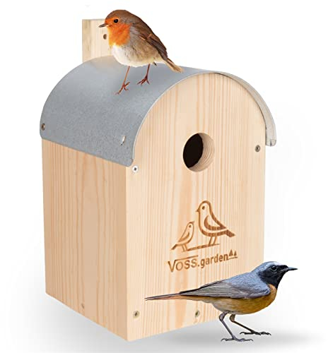 VOSS.garden Nistkasten Baker Runddach, Vogelhaus, Meisenkasten, Brutplatz, Nisthöhle für Meisen, Sperlinge, Holz wetterfest