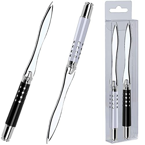 Letter Opener Knife, 2 Pack 6.3 inches Envelope Opener Silver - Timenu Safe Double Edge Blades Mail Opener Strong Letter Opener