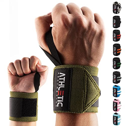 ATHLETIC AESTHETICS Handgelenk Bandagen Fitness - Wrist Wrap (45 cm im Paar) Handgelenkbandage für Krafttraining, Fitness, Bodybuilding, Crossfit - Handgelenkstütze