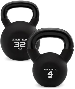ATLETICA Kettlebell, 4kg-32kg | hochwertiger Look & Feel, doppelt Neopren beschichtet