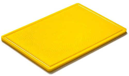 Forgast Planche à découper gastronomique | Grand plastique | HACCP | Dimensions 60x40x1,8 cm | Jaune | Haute qualité | Lavable au lave-vaisselle | Conçu pour le pain et les produits laitiers