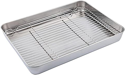 Grille de refroidissement pour four en acier inoxydable Plaque de cuisson rectangulaire approfondie Grille en acier inoxydable antiadhésive Plaque de cuisson pour biscuits Plateau de four Plaque de