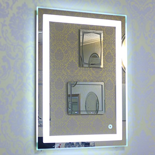 Drumm Miroir de salle de bain LED 60 x 80 cm avec éclairage, miroir avec interrupteur tactile, miroir mural (6 500 K blanc froid)