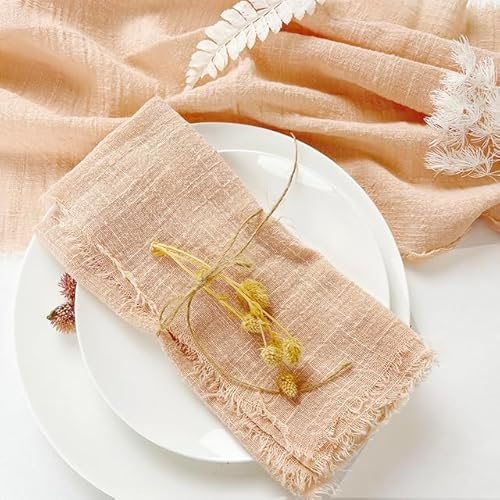 QIUMING 100 Stück Großhandel 42 x 42 cm Salbeigrüne Gaze-Baumwollserviette, wiederverwendbar, für Hochzeit, Party, Weihnachten, Tischdekoration, Retro-Grat-Stoffservietten