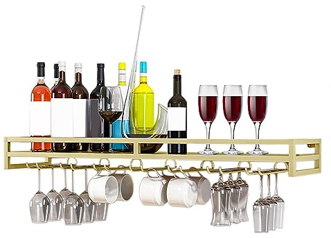 LIGUOYI Weingläser Halter Wand, Umgekehrter Weinglashalter Schwarz/Gold/Weiß Platzsparend Stielgläserregal Multifunktional Weinregal Aus Metall An Der Wand, Verwendet In Der Bar Küche