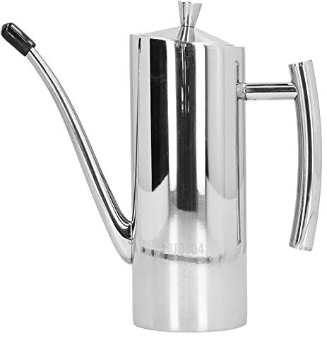 Haofy Öltopf aus Edelstahl 304, Großer Griff, Hochglanzpoliert, Tropfsicher, Auslaufsicher, Sichtbare Ölmenge, für Essig, Speiseöl, Salatdressing, Milchtee (700ML)