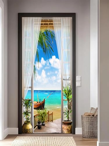 FLFK 3D Türtapete selbstklebend - Meerblick Türtapete Wandbilder- Mauer Aufkleber - Wasserdicht TürPoster für Zuhause Dekor 85x215cm
