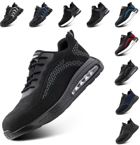 Hitmars Scarpe Antinfortunistiche Uomo Donna Scarpe da Lavoro S3 Safety Shoes S2 Scarpe Lavoro Scarpe da Cantiere Cucina Comode Grigio EU38