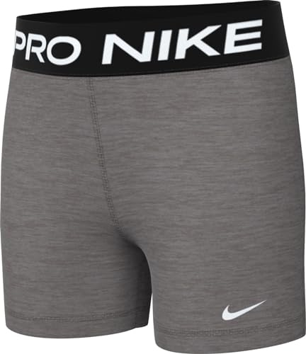 Nike Pro Pantalón Corto Dri-Fit De 13 Cm - Niña, Carbon Heather/White, FB1081-091, S