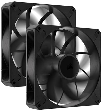 CORSAIR RS140 MAX 140mm-PWM-Dicke-Lüfter – Hoher Statischer Druck – Flüssigkristallpolymer-Konstruktion – Doppelpack – Schwarz