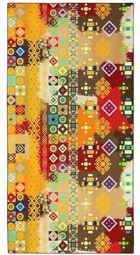 YISUMEI Mikrofaser Strandtuch XXL, Strandhandtuch Leicht Strandtücher Schnelltrocknend, Vintage Western Buntes Geometrisches, 180 x 90 cm