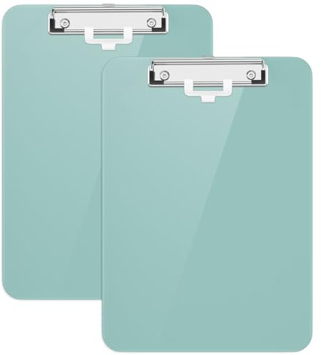Hongri Lot de 2 planchettes à pince en plastique avec porte-stylo, 21,6 x 27,9 cm, format lettre pour salle de classe, étudiants, enseignants, bureau et école, profil bas, taille 31,8 x 22,9 cm (vert)