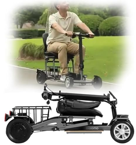 4-Rad-Mobilitätsroller, Elektrischer Rollstuhl Scooter, Vierrädriges Fahrzeug Für Erwachsene, Faltbar Leicht, Aluminiumlegierung, Zuladung: 120 Kg, Grau