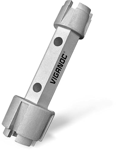 Viganoc Llave removedora de drenaje de bañera, llave de drenaje de doble extremo para desagües de baño, drenaje de ducha, aluminio resistente