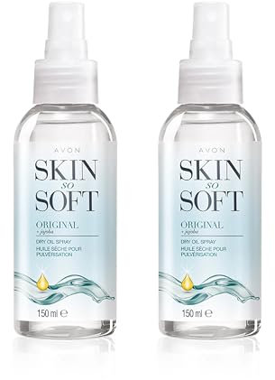 Avon Skin So Soft Dry Oil Spray 150ml Duo, Locks in Moisture, Formulated with Jojoba Oil and Vitamin E, Quick Dry Formula, Cruelty Free, Clear