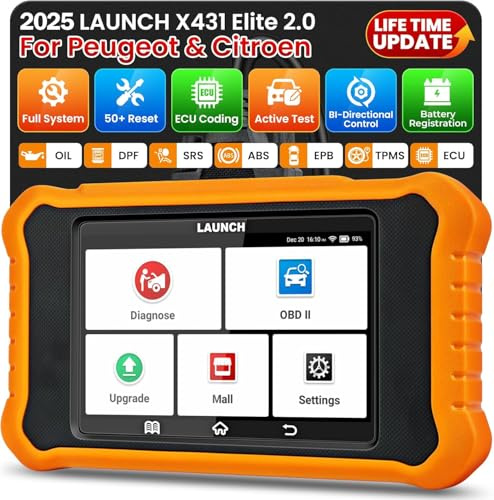 LAUNCH Creader Elite 2.0 OBD2 Diagnosegerät für Peugeot & für Citroen,die gleiche Funktion wie LAUNCH X431 launch diagnosegerät Auto,vollständige System,50+ Reset,aktiver Test,ECU-Codierung