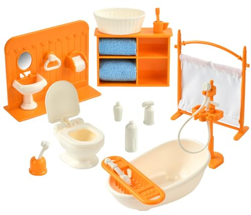 Accessoires Maison de Poupee, Meuble Maison Poupee, Accessoires pour Mini Salle de Bain Objet Miniature 1/12 pour Décoration de Maison de Poupée, Mini Salle de Douche Mobilier, Micro Paysage DIY