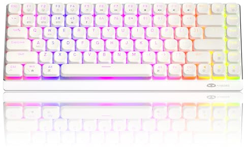 Camiysn Moon84 Clavier mécanique sans fil RVB triple mode 2,4 GHz/BT/USB-C Clavier de bureau filaire blanc pour ordinateur/ordinateur de bureau/PC/ordinateur portable/Surface/Smart TV et Windows 10/8