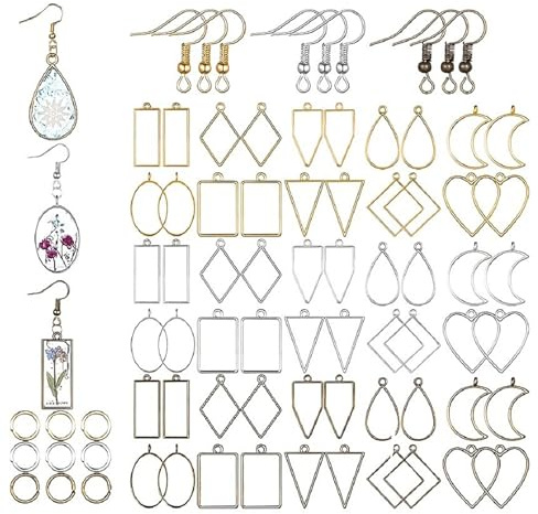 Apkpesterml Lot de 180 Cadres Ouverts Pour Résine - Pendentifs, Bijoux, Colliers, Boucles d'Oreilles, Plateaux Géométriques Creux Pour la Fabrication de Époxy UV
