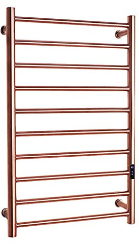 HYUFEIAO Scaldasalviette Elettrico, scaldasalviette a Parete in Acciaio Inox Color Oro Rosa, 88 W, scaldasalviette Intelligente a Temperatura costante, 10 Piani, per Bagno