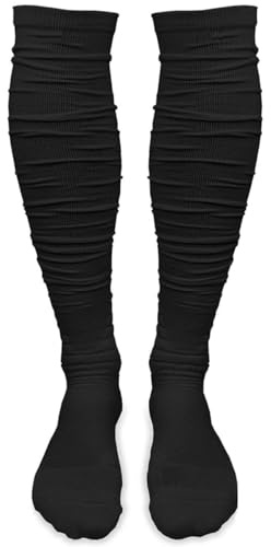 VOANZO Calcetines de compresión Extra Largos para fútbol para Hombre con Soporte de Tobillo, Acolchados, Antideslizantes, de caña Alta, para Rugby y béisbol, 1 par, Color Negro
