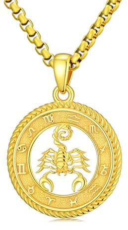 PARYFO Collier avec pendentif 12 signes du zodiaque horoscope pour hommes et femmes oxydé/or pendentif constellations astrologie collier cadeau d'anniversaire unisexe avec chaîne en acier inoxydable