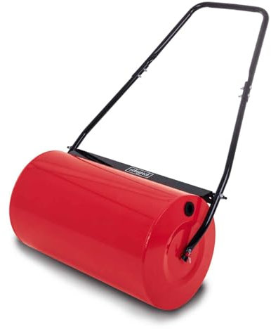 Scheppach Rasenwalze HGW46 mit 57cm Breite und 32cm Durchmesser Gartenwalze Bodenwalze Handwalze Walze | befüllbar mit 46 Liter Wasser oder 72kg Sand | robuste Stahlkonstruktion | 8,4kg | rot