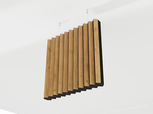 2 Pack — Acoustic Ceiling Panels «BUFLER» with mounting kit | Absorption - Diffusion - Reflection - Soundproofing | Acoustic Cloud Panel [ Oak ]