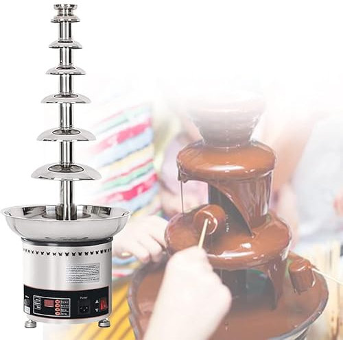 YXFAZPP Chocolate Fountain Machine with Temperature Control - Ideal for Parties, Restaurants and Weddings with Large Capacity Commercial Fondue Waterfalls (7Layers)