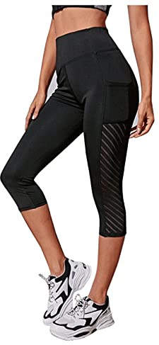 Generisch Mallas deportivas para mujer, 3/4, opacas, de verano, cintura alta, pantalones de yoga, tallas grandes, tres cuartos, pantalones de deporte