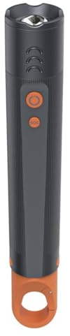 Hama LED Taschenlampe (Taschenlampe batteriebetrieben, 4 Licht Modi für blinkend, hell, mittel, gedimmt, SOS Taste, verstellbarer Lichtkegel, Aluminium, stoßfest, 250m Leuchtweite, abnehmbarer Haken)