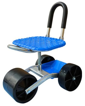 HUGDSB Chariot de Jardin à roulettes avec siège, siège de Travail de Jardin pivotant à 360° sur Roues, Hauteur réglable, Chaise de Jardinage, pelouse extérieure, Patio, Chariot, Scooter(3-Weel)