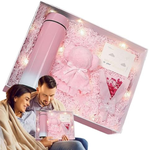 Boîtes cadeaux pour maman, panier ours maman adorable 4 – tasse thermo-isolée, fleurs, cartes de voeux, sac cadeau avec serviette pour femme anniversaire, fête des mères
