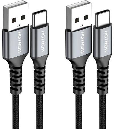 HOTNOW Câble USB A vers USB C 1M Lot de 2, Cable USB C Charge Rapide 3A | Cable Chargeur Type C Nylon Tressé pour iPhone 17 16 15, Galaxy S25 S24 S23 S21,Pixel 9 8, Huawei, PS5, iPad