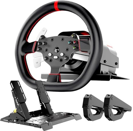 PXN V10 Ultra Direct Drive Racing Wheel & Pedals – 3.2Nm Force Feedback, 10.6'', 4 Paddle Shifters, Hall Effect 2-Pedal Set - Gaming Steering Wheel for Xbox Series X|S, Xbox One, PS4 & PC
