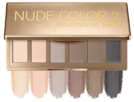 LANDMOON Neutral Nude Matte Mini Eyeshadow Palette, 6 Colors Smoky Taupe & Brown Travel Size Eye Shadows, Highly Pigmented, Long-Lasting, Vegan Makeup Palette with Mirror for Daily Use