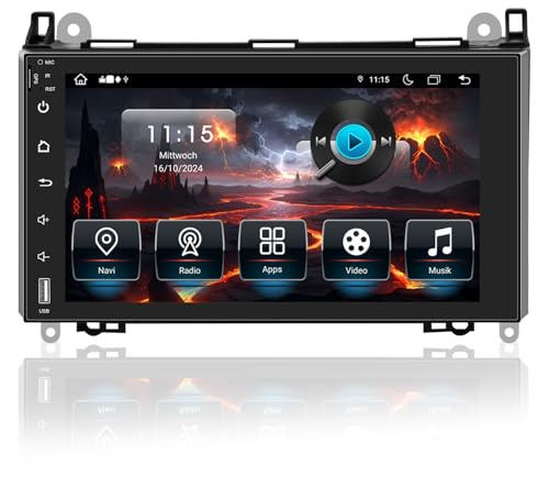 Autoradio für Mercedes Vito W639, Sprinter W906, A-Klasse W169, B-Klasse W245 – 2 DIN Radio mit Apple CarPlay, DAB+, Navi, Bluetooth Android 14.0