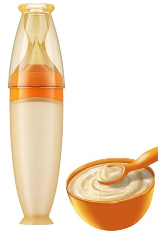 Cucchiaio per bambini - Cucchiaio dispenser per alimenti per bambini in silicone | con dispenser spremiagrumi resistente al calore per porridge di cereali, purea di frutta, acqua, neonati, bambini Pe