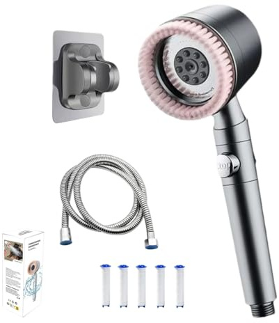 High Pressure Shower Head with Filter - 5 Mode Powerful Shower Head & Shower Filter System, High-Pressure Version with 1.5m Hose for Low Pressure Shower Head Upgrade