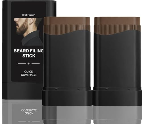 2 Pack Men's Beard Dye Pen for Natural Grey Hair Coverage & Touch-Up, Waterproof Sweatproof Colour Stick for Beard Grooming & Eyebrow Filling, Hairline Tattoo-Like Precision, Long-Lasting