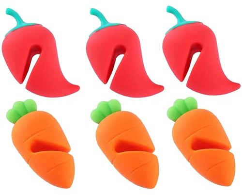 Paryou Silicone Lid Lifter, 6 Pieces, Overflow Stopper for Stockpot and Saucepan, Heat Resistant, Vegetable Design
