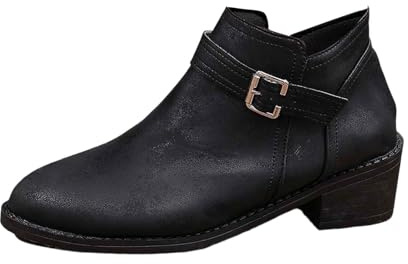 Botines de plataforma con tacón de bloque a la moda con cordones y suela apilada, elegantes botas de mujer para uso diario, Negro , 42 EU