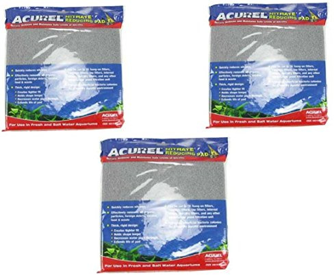 Acurel LLC (3 Pack) Nitrate Reducing Media Pad Aquarium and Pond Filter Accessory, 10-Inch by 18-Inch