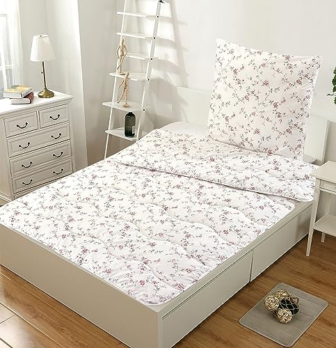 EXKLUSIV HEIMTEXTIL Bettenset Flower 2tlg. Steppdecke 135x200 cm mit Kopfkissen 80x80 cm