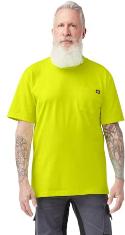 Dickies Short Sleeve Heavyweight Crew Neck Pocket T-Shirt Camisa Henley, Amarillo Claro, XL para Hombre
