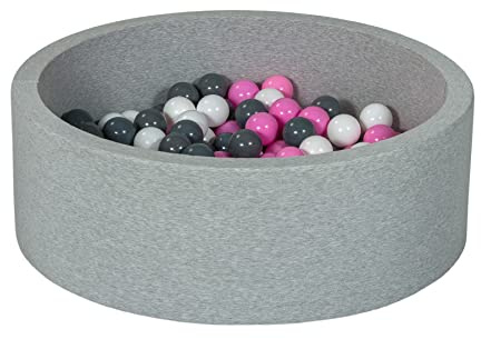 Velinda Bällebad Ballpool Kugelbad Bällchenbad Bällchenpool Kinder Pool mit 150 Bällen (Farbe der Bälle: weiÃŸ,rosa,grau)