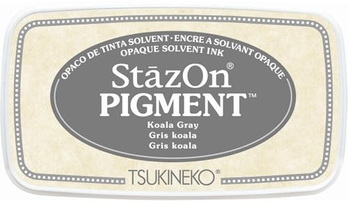 Tsukineko StazOn Pigmenttinte Stempelkissen - Grau, Koala Gray - Groß - Deckend, Lufttrocknend, Wasserfest - Embossing