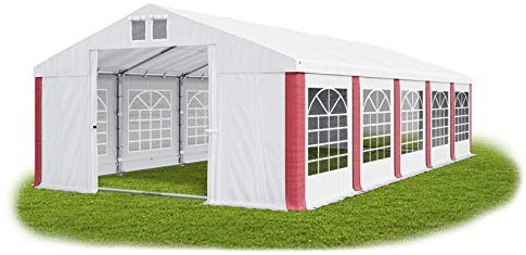 Das Company Tenda per Feste bianco-rosso 5x10m Ignifugo Impermeabile 620 g/m2 PVC Telone Costruzione Summer Floor sul Fondo