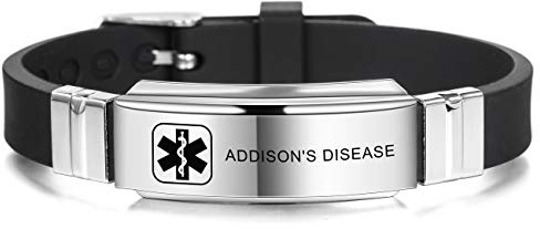 MOWOM Medical Braccialetto Personalizzato con Incisione in Silicone identificativo Regolabile per Uomo Donna Bambini in Acciaio Inossidabile Gomma- (Pacchetto con Carta di Emergenza, Supporto)