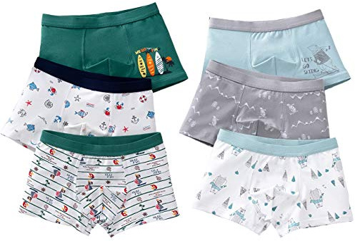 LeQeZe Boxer Garçon Lot de 6 Enfant Slip Garcon Coton Culotte sous-Vêtement 2-11 Ans